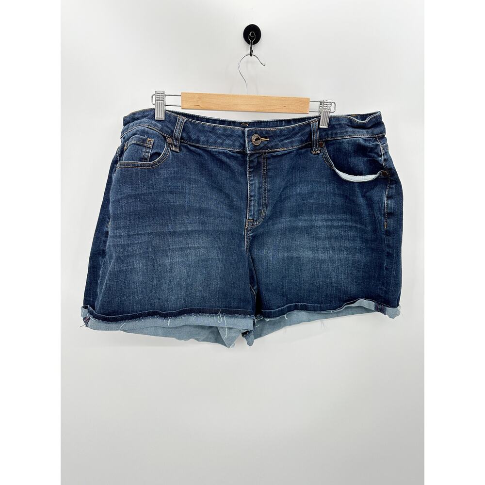 Lane Bryant Shorts Women 20 Blue‎ Dark Wash Denim Girlfriend Cotton Blend